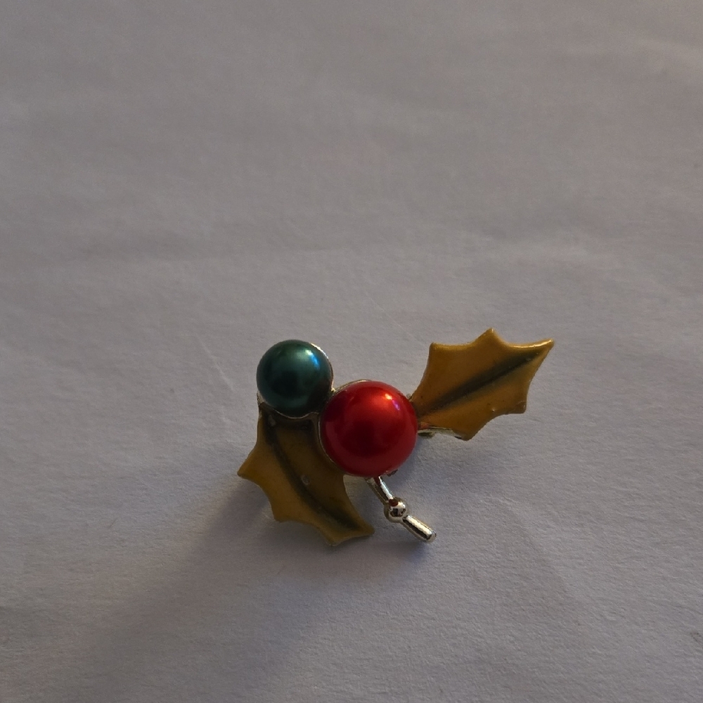 Colorful Holly Leaf Brooch